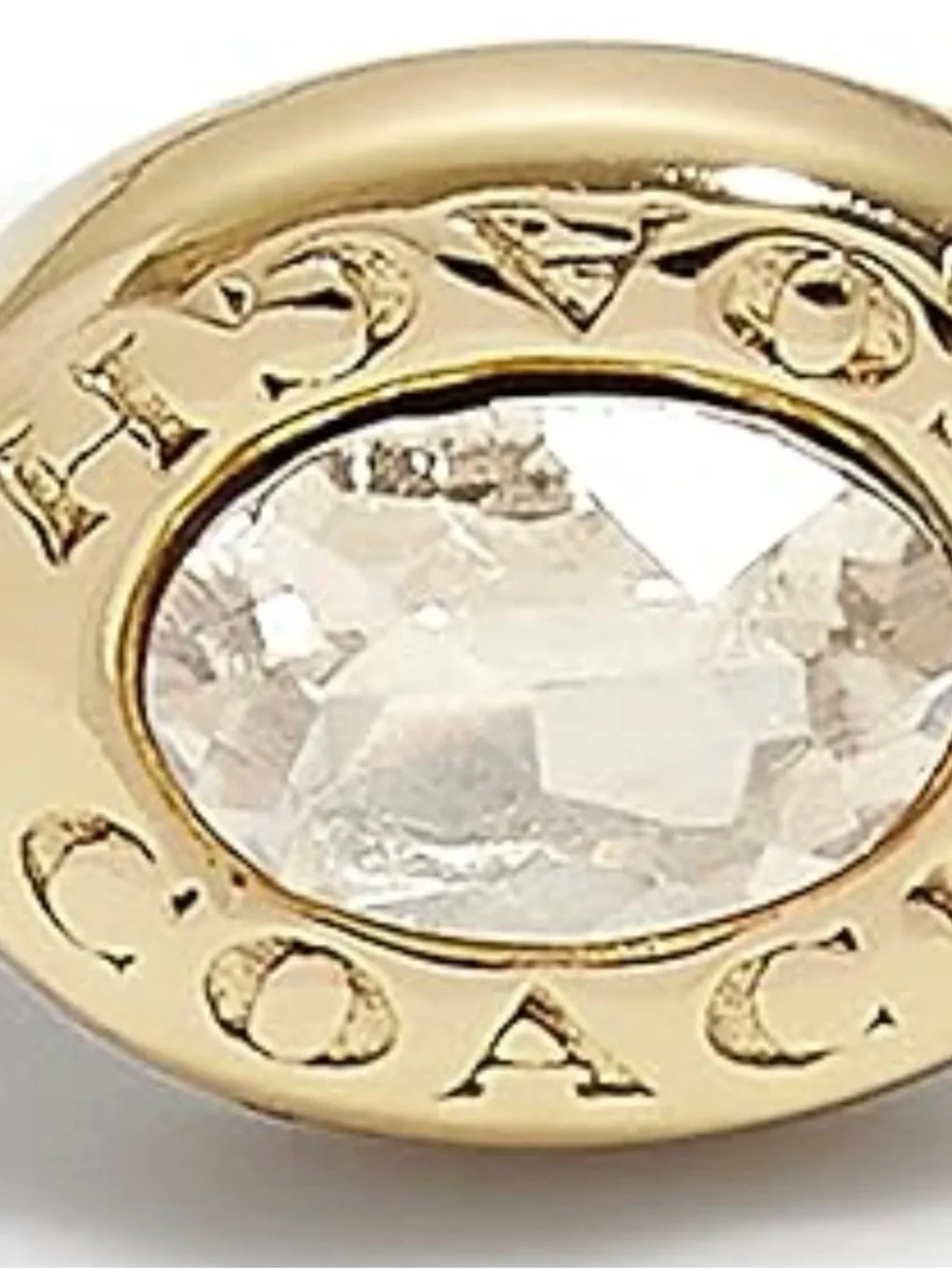 Coach Gold-Tone Crystal Logo Stud Earrings